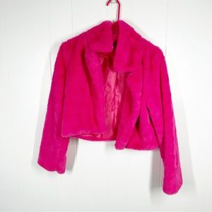 Hot Pink Barbiecore Faux Fur Long Sleeve Bolero Jacket Medium